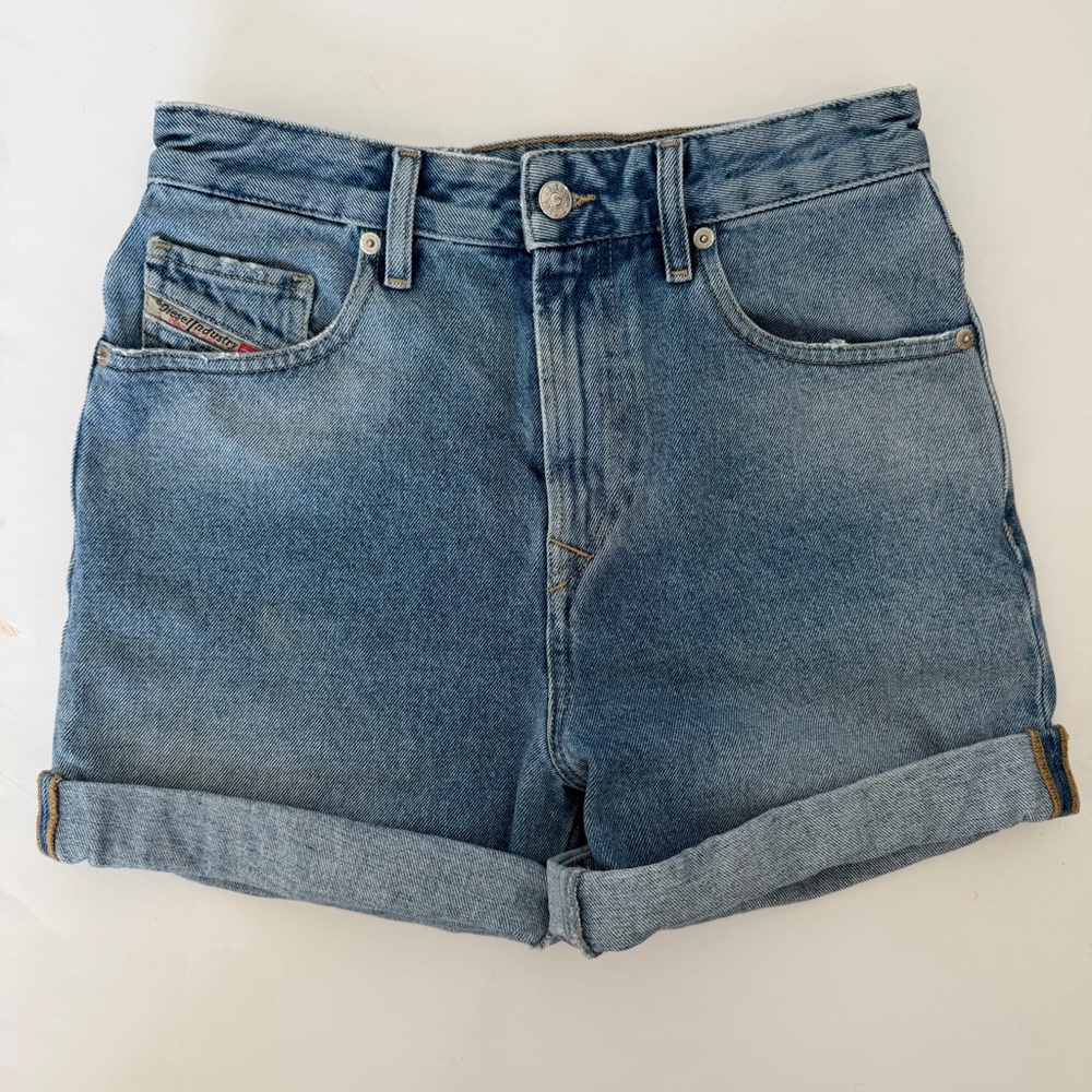 Diesel Women's Denim Shorts Boyfriend Blue W24 High Rise Relaxed Fit Pre Owned